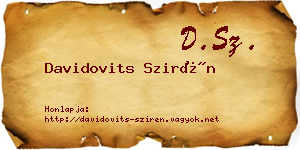 Davidovits Szirén névjegykártya